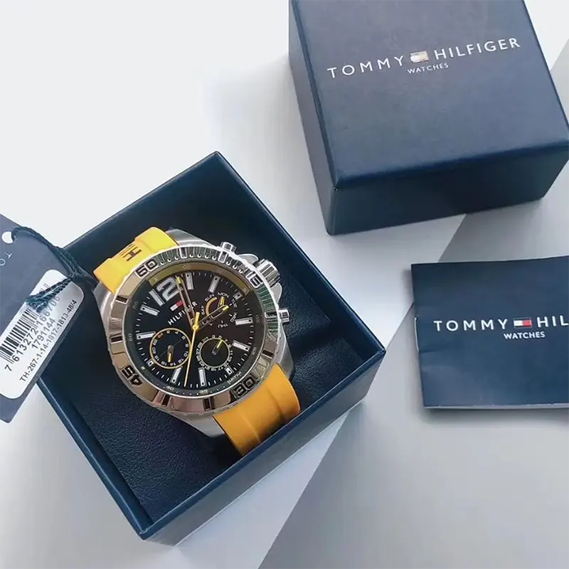 Tommy Hilfiger Multi-Function Yellow Silicone Dark Grey Dial Men's Watch- 1791144